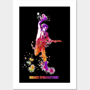 Bruce Springsteen The Boss Watercolor Splatter 02 Posters and Art